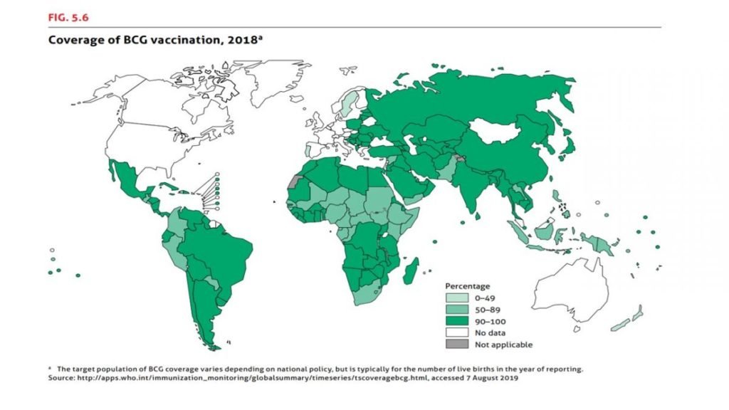 El mapa de la Tuberculosis del año 2018 segùn el reporte realizado por la OMS el año pasado
